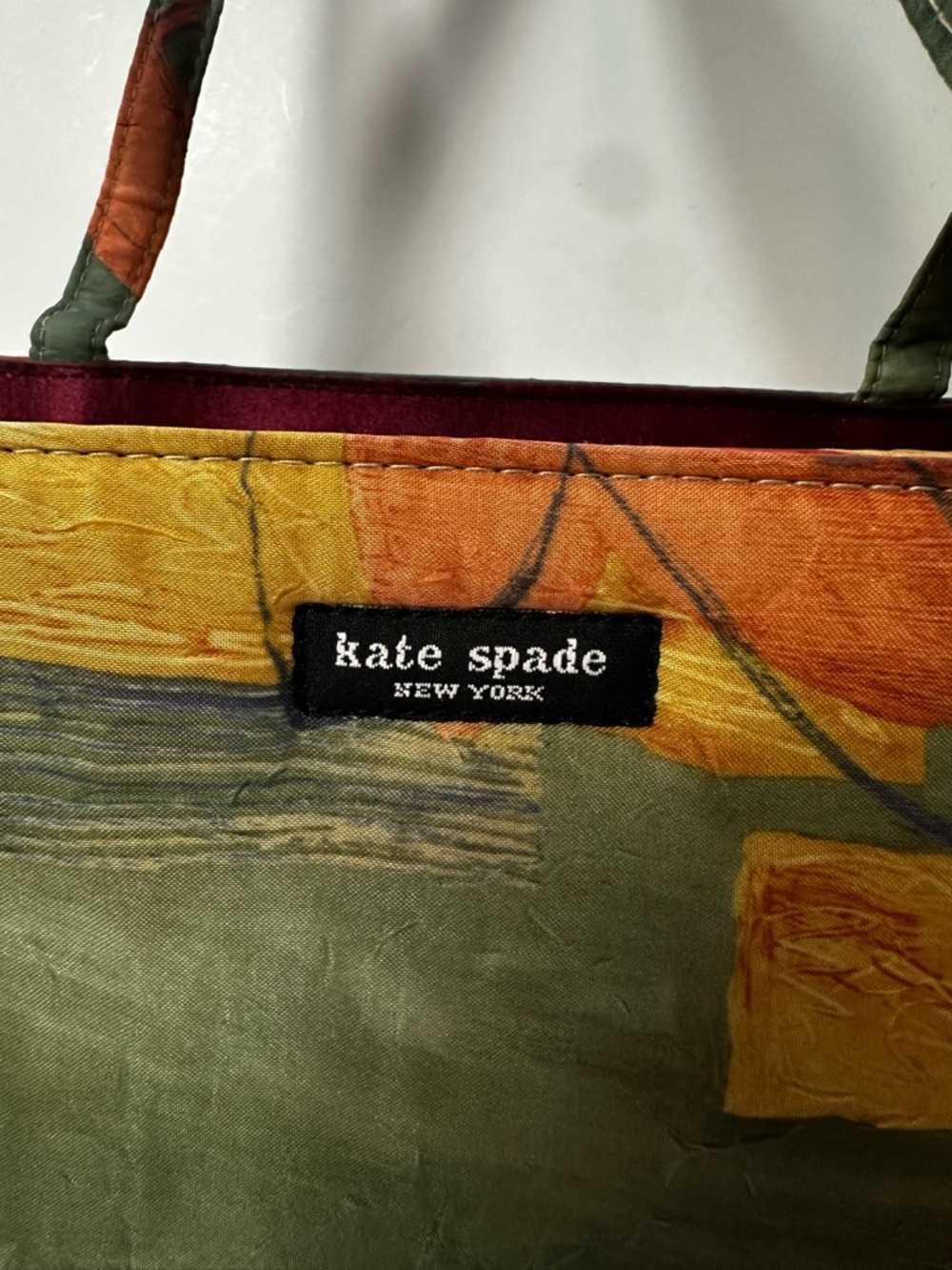kate spade Green Orange Yellow Floral Watercolor Style Print Tote - Picture 2 of 11